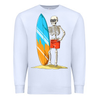 White Surfing Skeleton Halloween Themed Surf Lovers Gift Premium Sweatshirt - longCreatives