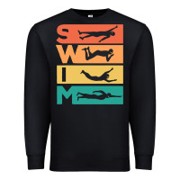 Black Retro Vintage Swimming Gift For Swimmers Premium Sweatshirt - longCreatives