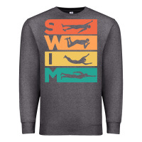 Charcoal Heather Retro Vintage Swimming Gift For Swimmers Premium Sweatshirt - longCreatives