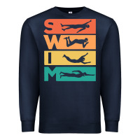 Navy Retro Vintage Swimming Gift For Swimmers Premium Sweatshirt - longCreatives