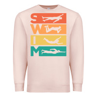Pale Pink Retro Vintage Swimming Gift For Swimmers Premium Sweatshirt - longCreatives