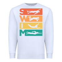 White Retro Vintage Swimming Gift For Swimmers Premium Sweatshirt - longCreatives