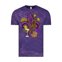 Cloud Purple Fleur de lis Mardi Gras Vintage Tee - HowdyJamesFarm