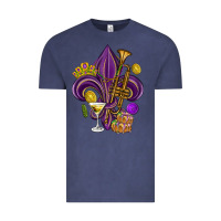 Vintage Denim Fleur de lis Mardi Gras Vintage Tee - HowdyJamesFarm