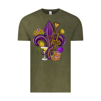 Vintage Olive Fleur de lis Mardi Gras Vintage Tee - HowdyJamesFarm