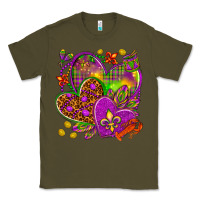 Army Green Mardi Gras hearts Classic Tee - HowdyJamesFarm