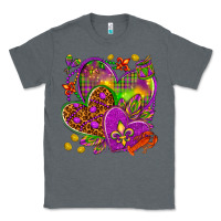 Charcoal Heather Mardi Gras hearts Classic Tee - HowdyJamesFarm