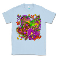 Dusty Blue Mardi Gras hearts Classic Tee - HowdyJamesFarm