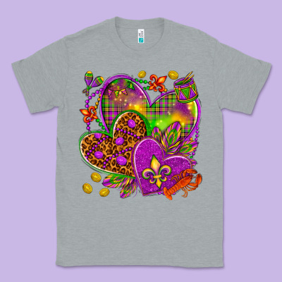 Mardi Gras Hearts Classic Tee Designed By Howdyjamesfarm
