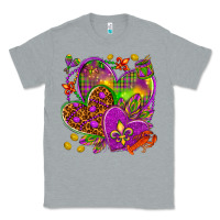 Heather Grey Mardi Gras hearts Classic Tee - HowdyJamesFarm