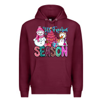 Burgundy It's Freezin Season Premium Hoodie - CowhideDigitalArt