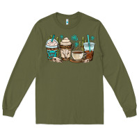 Army Green bull skull coffee cups Long Sleeve Tee - OliviaCreatesArt