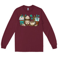 Burgundy bull skull coffee cups Long Sleeve Tee - OliviaCreatesArt