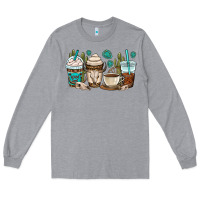 Heather Grey bull skull coffee cups Long Sleeve Tee - OliviaCreatesArt