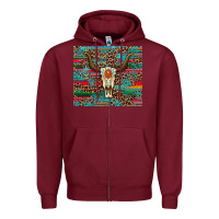 Burgundy western serape leopard bull skull turquoise Zipper Hoodie - Artiststas