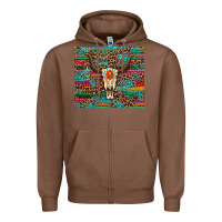 Chestnut western serape leopard bull skull turquoise Zipper Hoodie - Artiststas