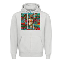 Dove Grey western serape leopard bull skull turquoise Zipper Hoodie - Artiststas