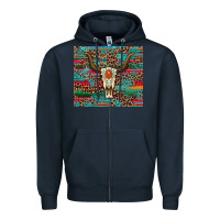 Navy western serape leopard bull skull turquoise Zipper Hoodie - Artiststas