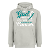 Moon Dust My God is Stronger Than Cervical Cancer Awareness Warrior Heavyweight Hoodie - longCreatives