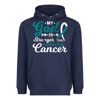 Navy My God is Stronger Than Cervical Cancer Awareness Warrior Heavyweight Hoodie - longCreatives