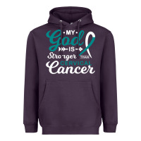 Plum My God is Stronger Than Cervical Cancer Awareness Warrior Heavyweight Hoodie - longCreatives