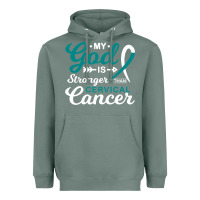 Sage My God is Stronger Than Cervical Cancer Awareness Warrior Heavyweight Hoodie - longCreatives