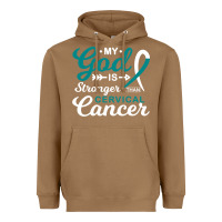 Toasted Coconut My God is Stronger Than Cervical Cancer Awareness Warrior Heavyweight Hoodie - longCreatives
