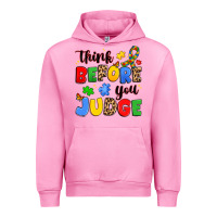 Fuchsia Pink think before you judge Urban Hoodie - JahusDesignShop