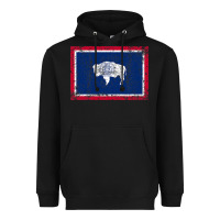 Black State of Wyoming Flag Fun Vintage Retro Fall Hiking Heavyweight Hoodie - longCreatives