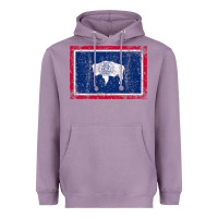 Lavender State of Wyoming Flag Fun Vintage Retro Fall Hiking Heavyweight Hoodie - longCreatives