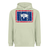 Matcha State of Wyoming Flag Fun Vintage Retro Fall Hiking Heavyweight Hoodie - longCreatives