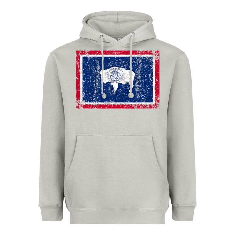 State Of Wyoming Flag Fun Vintage Retro Fall Hiking Heavyweight Hoodie by longCreatives | Teevron