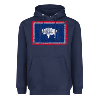 Navy State of Wyoming Flag Fun Vintage Retro Fall Hiking Heavyweight Hoodie - longCreatives