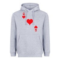 Heather Grey Queen Of Hearts  Playing Card   Halloween Costume Heavyweight Hoodie - longCreatives
