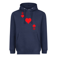Navy Queen Of Hearts  Playing Card   Halloween Costume Heavyweight Hoodie - longCreatives