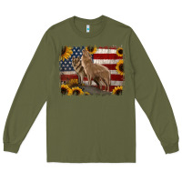 Army Green American Wolves with Sunflower Background Png Long Sleeve Tee - Jasminsmagicworld