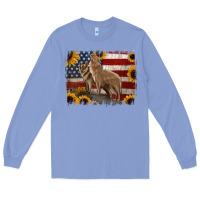 American Wolves With Sunflower Background Png Long Sleeve Tee | Teevron