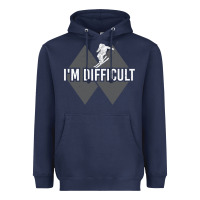 Navy I'm Difficult Double Black Diamond Skiing Heavyweight Hoodie - longCreatives