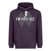Plum I'm Difficult Double Black Diamond Skiing Heavyweight Hoodie - longCreatives