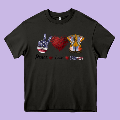 Peace Love Veteran Heavy Core Tee Designed By Bettercallsaul