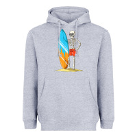 Heather Grey Surfing Skeleton Halloween Themed Surf Lovers Gift Heavyweight Hoodie - longCreatives