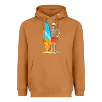 Meerkat Surfing Skeleton Halloween Themed Surf Lovers Gift Heavyweight Hoodie - longCreatives