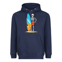 Navy Surfing Skeleton Halloween Themed Surf Lovers Gift Heavyweight Hoodie - longCreatives