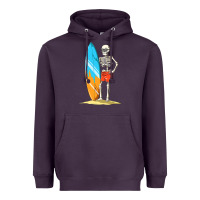 Plum Surfing Skeleton Halloween Themed Surf Lovers Gift Heavyweight Hoodie - longCreatives