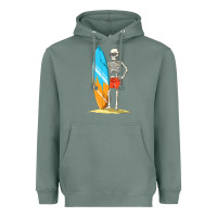 Sage Surfing Skeleton Halloween Themed Surf Lovers Gift Heavyweight Hoodie - longCreatives