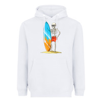 White Surfing Skeleton Halloween Themed Surf Lovers Gift Heavyweight Hoodie - longCreatives