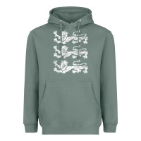 Sage Retro Three England Lions Vintage Souvenir Heavyweight Hoodie - longCreatives