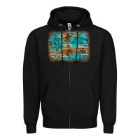 Black western turquoise stone aztec tiger pattern background Zipper Hoodie - Artiststas