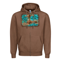 Chestnut western turquoise stone aztec tiger pattern background Zipper Hoodie - Artiststas