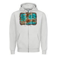 Dove Grey western turquoise stone aztec tiger pattern background Zipper Hoodie - Artiststas